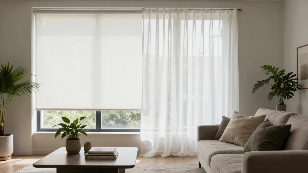 17 Roller Blinds with Sheer Curtains Ideas