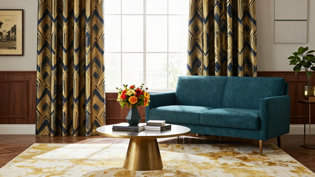 10 Bold Geometric Curtain Patterns for an Art Deco-Inspired Living Room