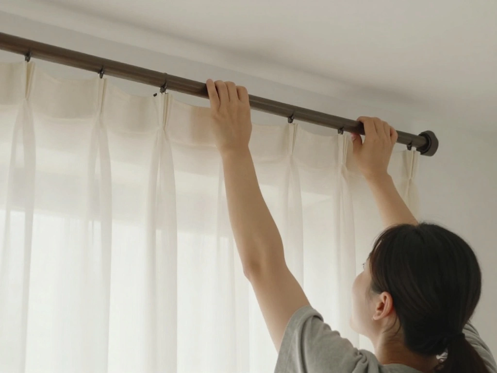 How to Layer Curtains on a Single Rod (No Double Rod Required) - Step 4: Hang the Curtain Rod 1