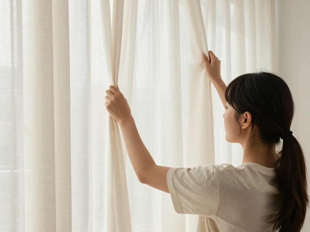 How to Layer Curtains on a Single Rod (No Double Rod Required) - Step 5: Hang the Sheer Curtains 1